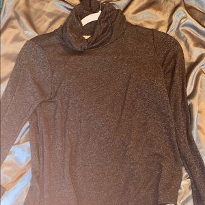 Turtle neck long sleeve brown shirt for girls